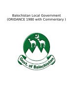 Balochistan Local Government  (ORIDANCE 1980 with Commentary )